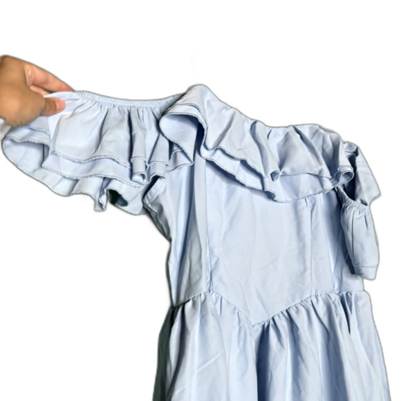 Shein NWT Light Blue Midi Length Ruffle Cottagecore Dress Large - Picture 2 of 5